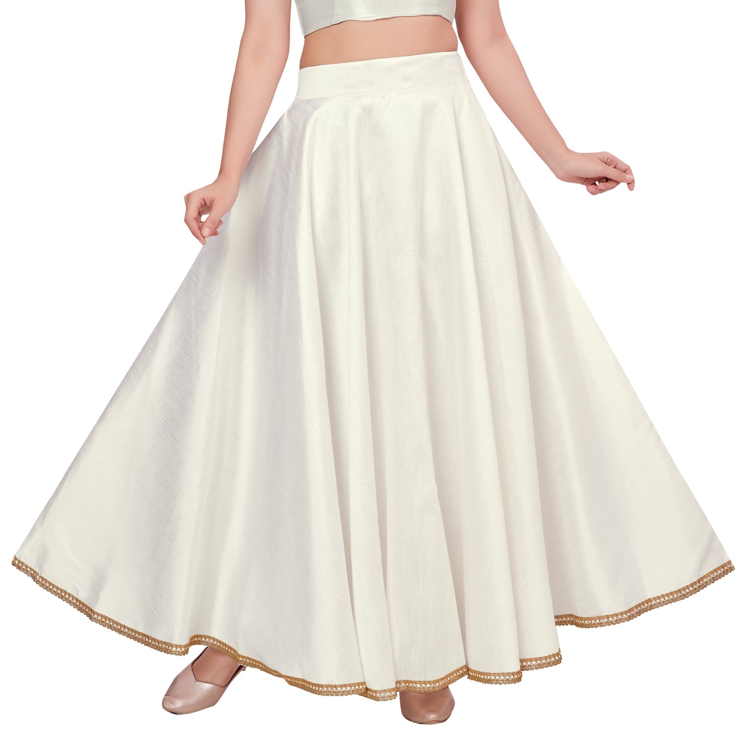 Women's Off White Raw Silk Skirt (Design 2680)