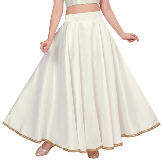 Women's Off White Raw Silk Skirt (Design 2680)