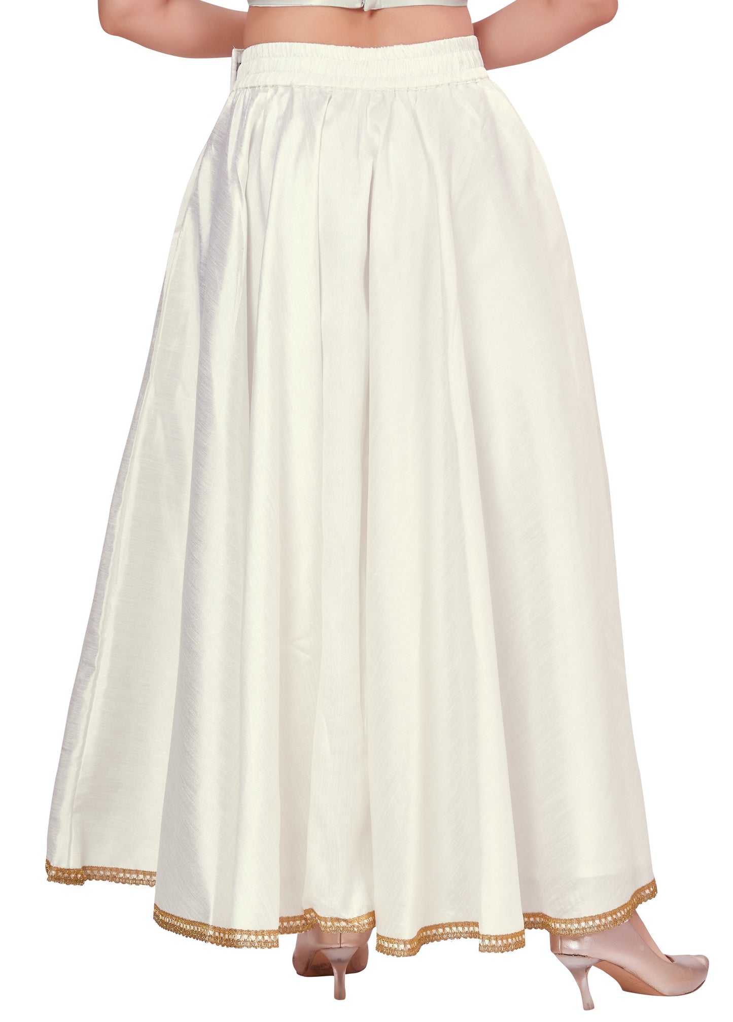 Women's Off White Raw Silk Skirt (Design 2680)