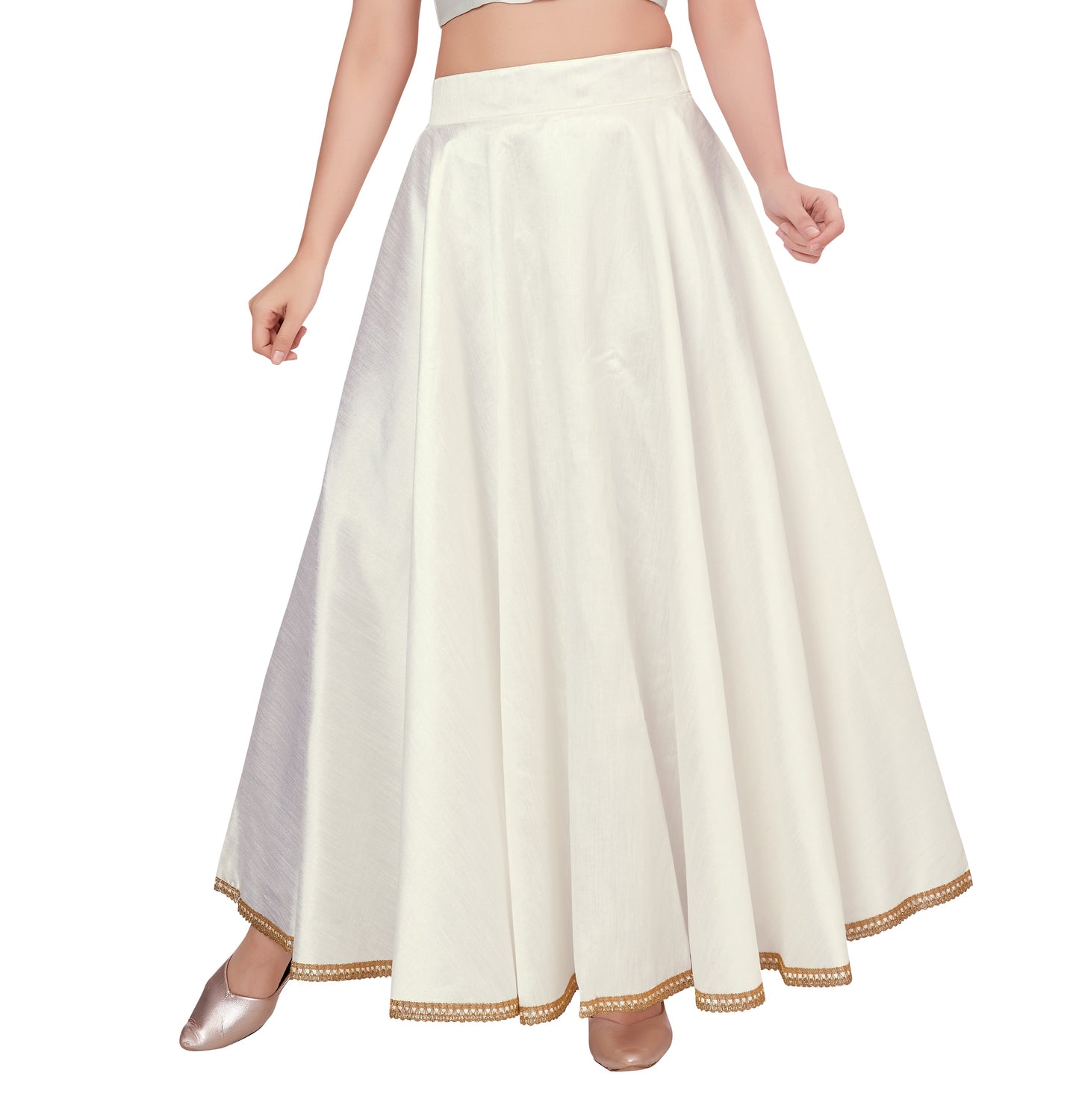 Women's Off White Raw Silk Skirt (Design 2680)
