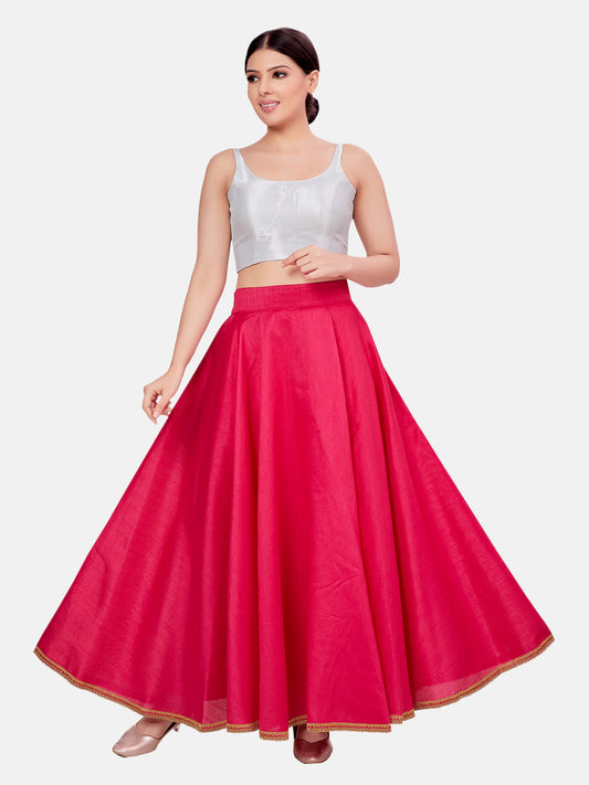 Women's Pink Raw Silk Skirt (Design 2680)