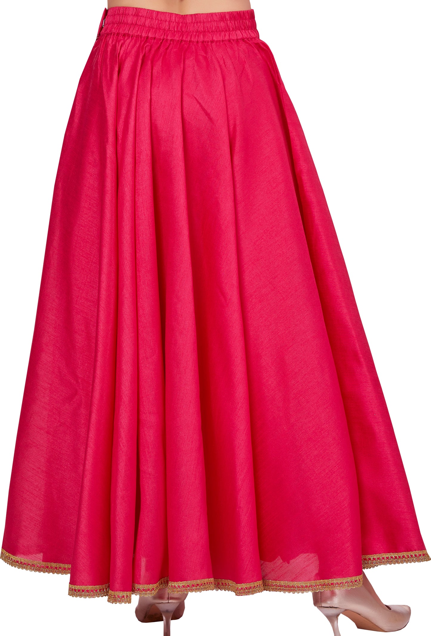 Women's Pink Raw Silk Skirt (Design 2680)
