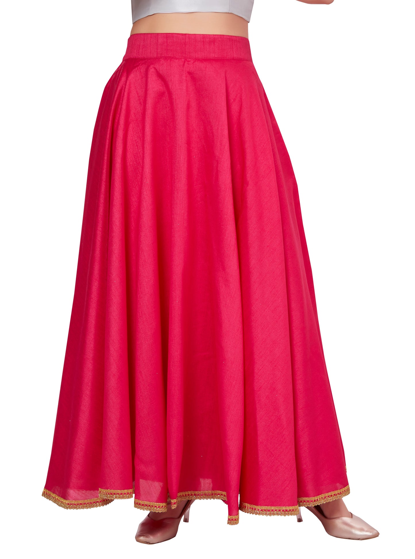 Women's Pink Raw Silk Skirt (Design 2680)