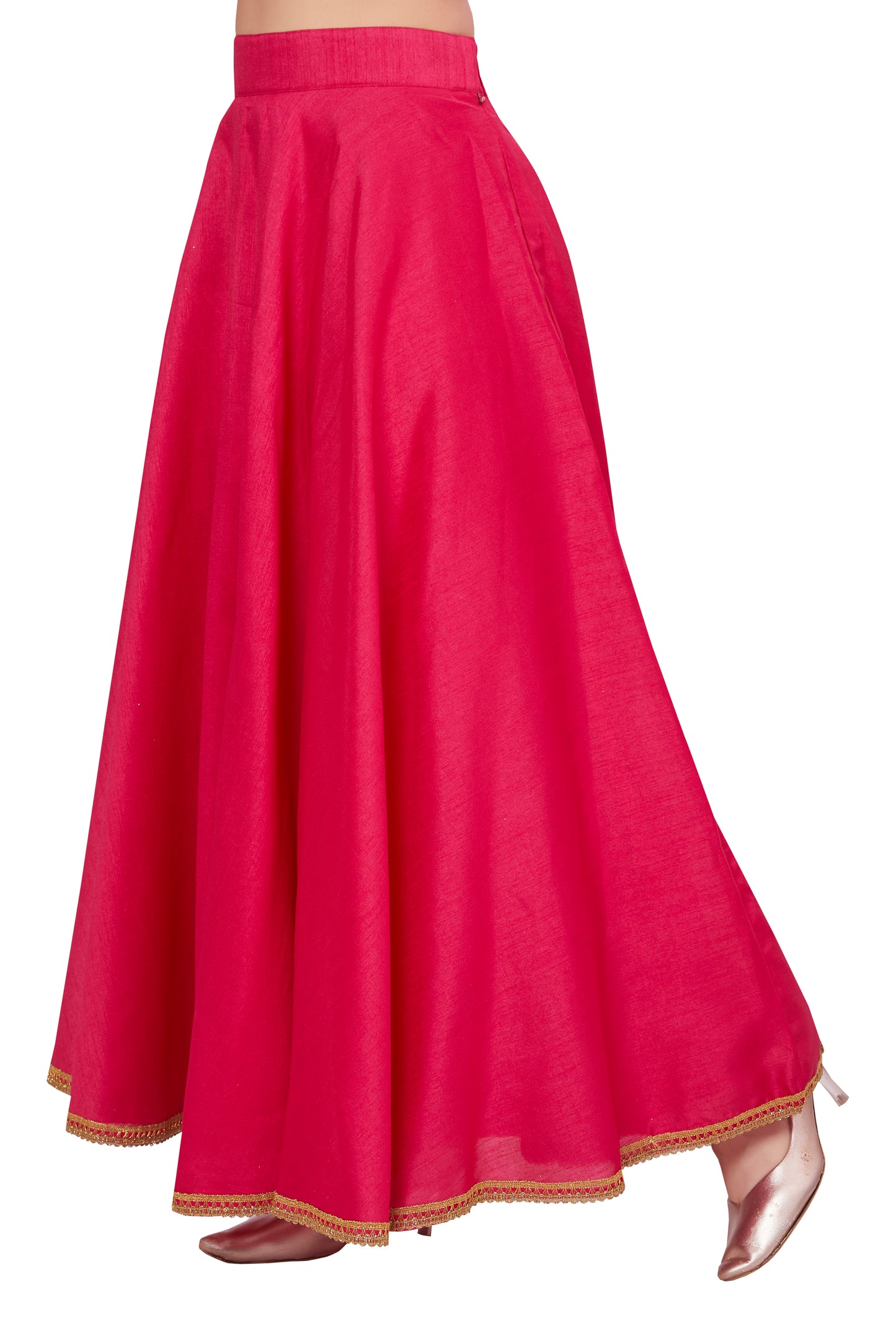 Women's Pink Raw Silk Skirt (Design 2680)