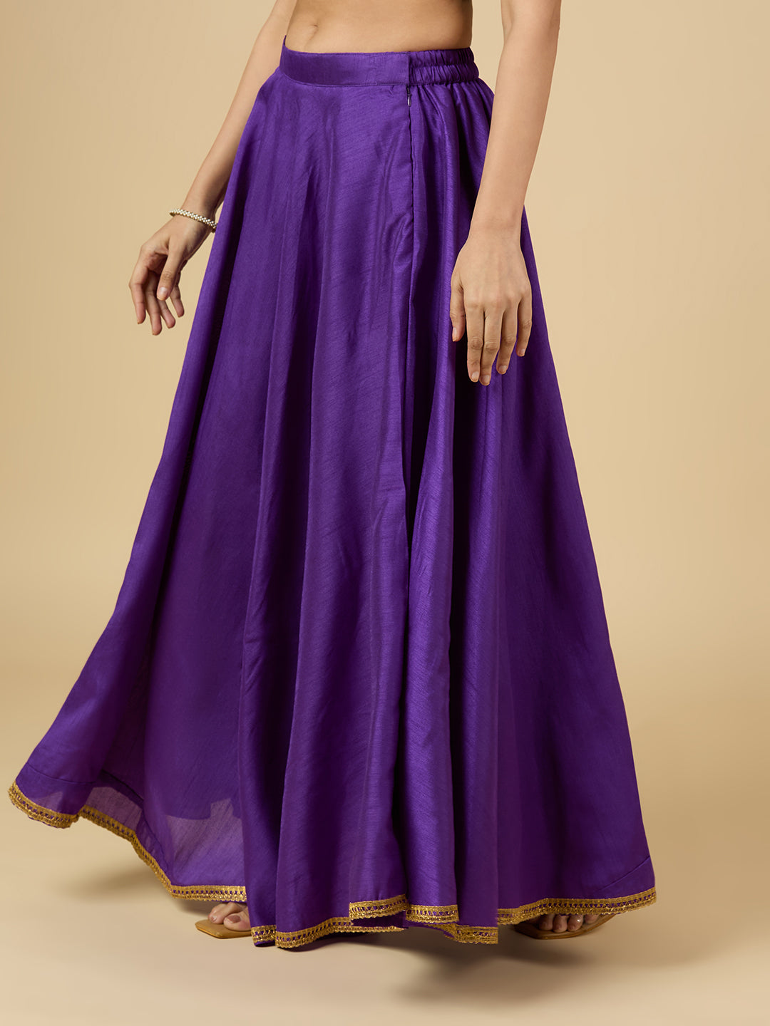 Women's Purple Raw Silk Skirt (Design 2680)