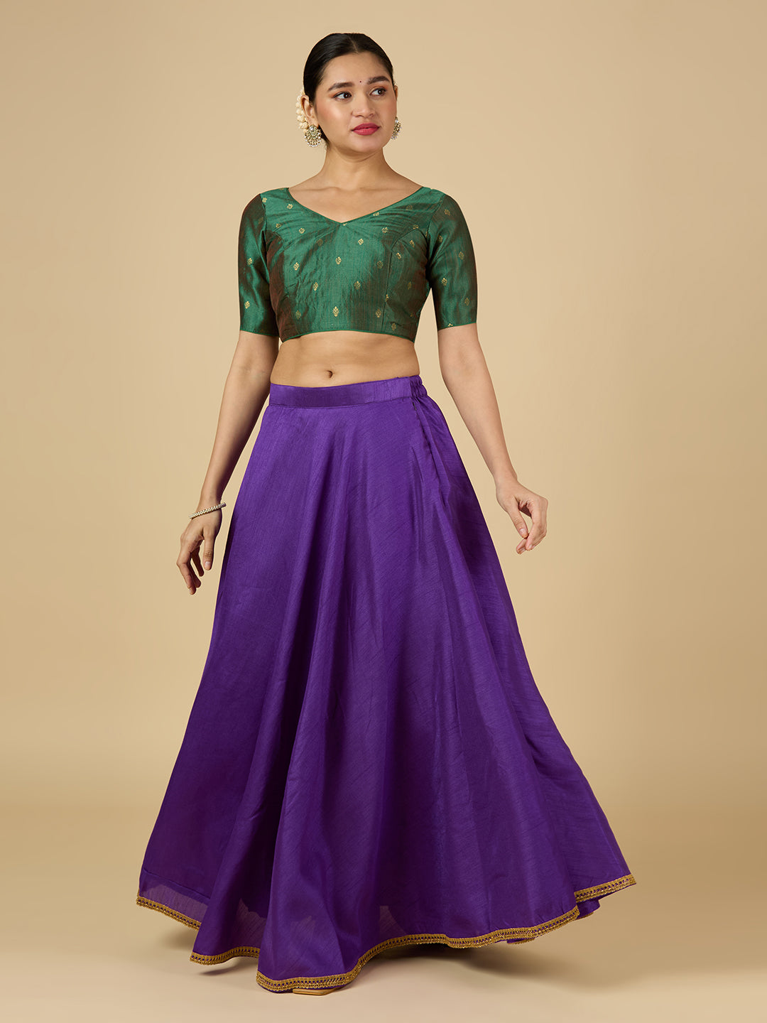Women's Purple Raw Silk Skirt (Design 2680)