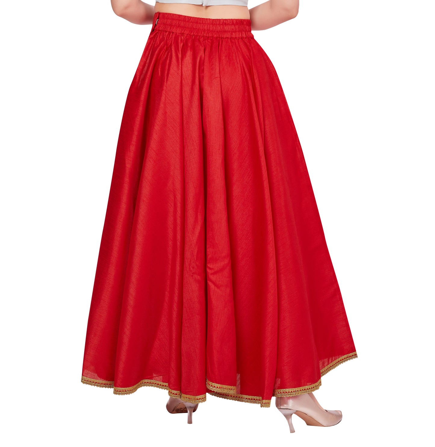 Women's Red Raw Silk Skirt (Design 2680)