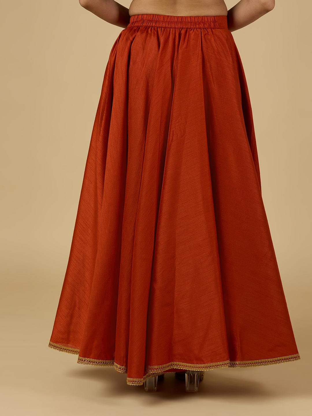 Women's Rust Raw Silk Skirt (Design 2680)