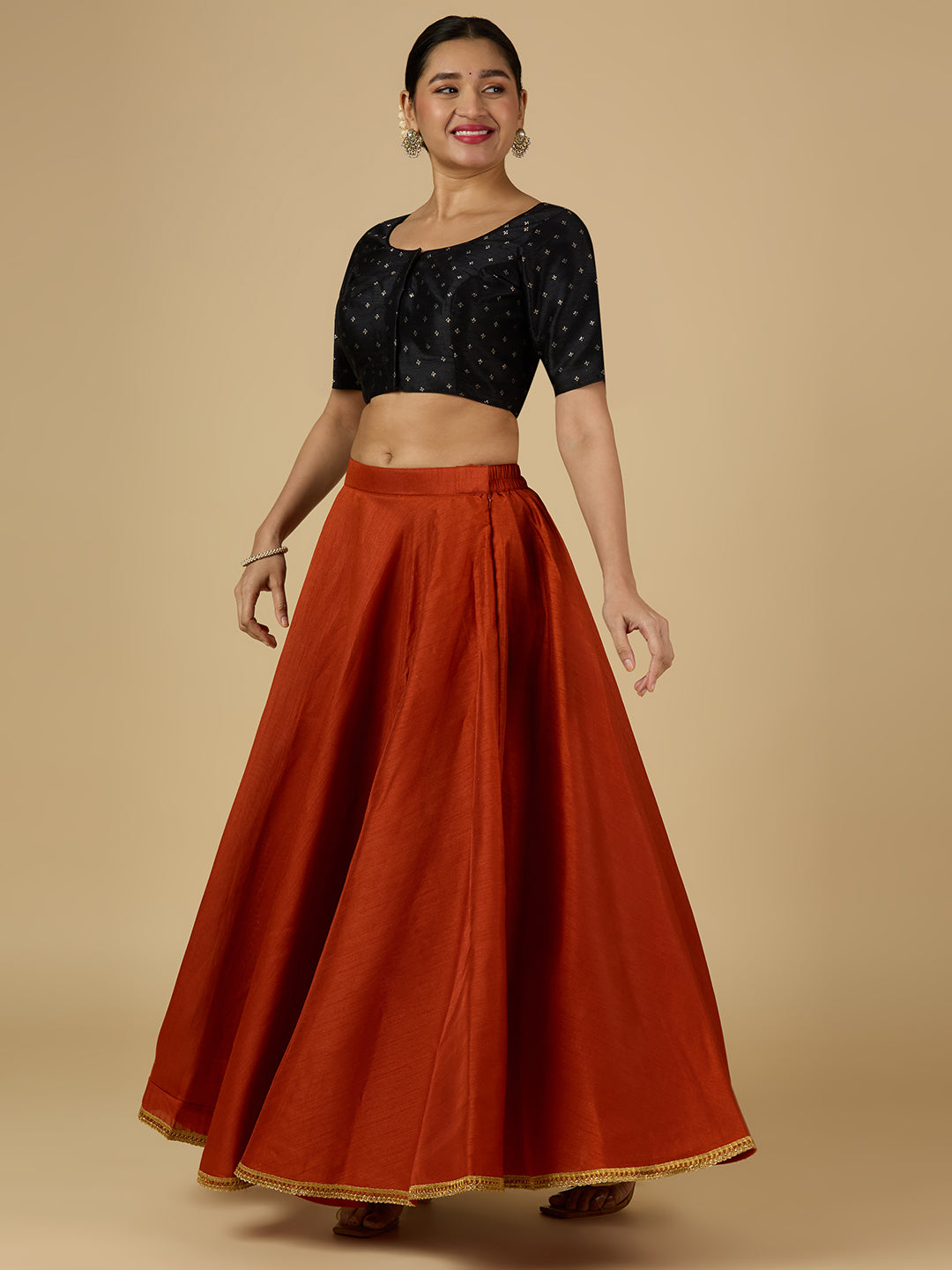 Women's Rust Raw Silk Skirt (Design 2680)