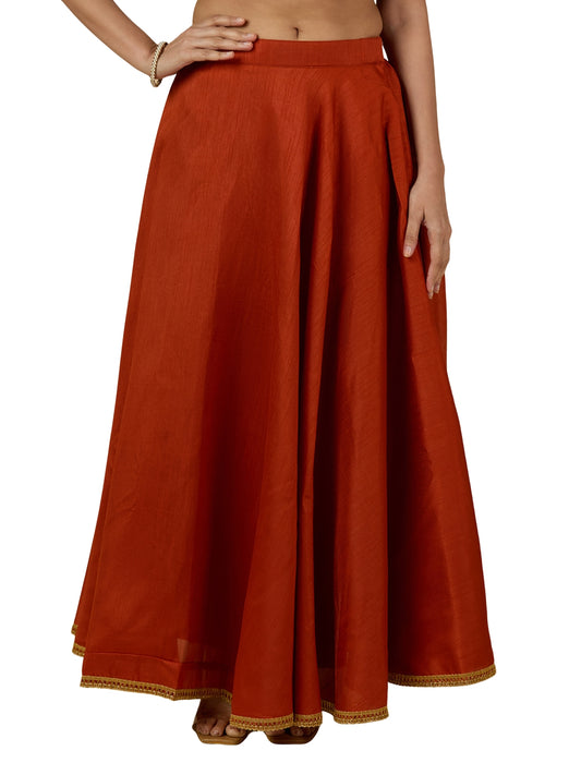 Women's Rust Raw Silk Skirt (Design 2680)