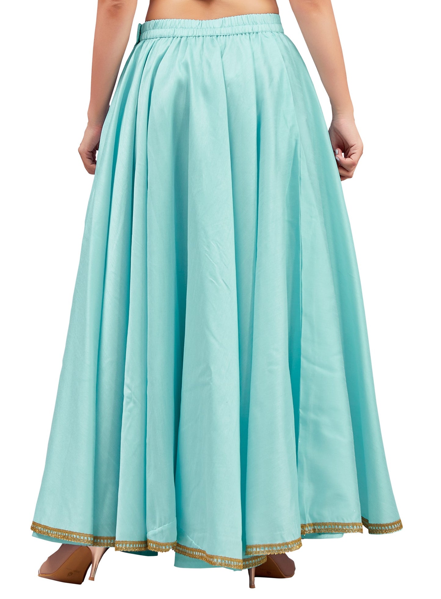 Women's Sky Blue Raw Silk Skirt (Design 2680)