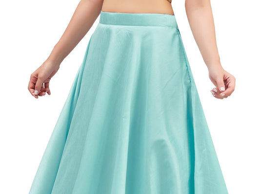 Women's Sky Blue Raw Silk Skirt (Design 2680)