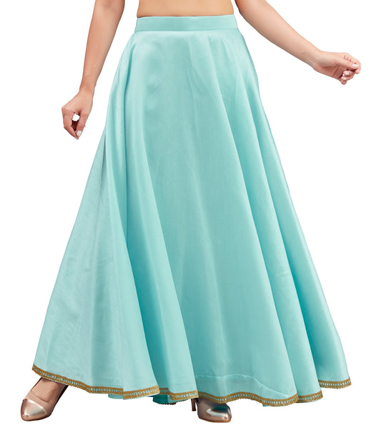 Women's Sky Blue Raw Silk Skirt (Design 2680)