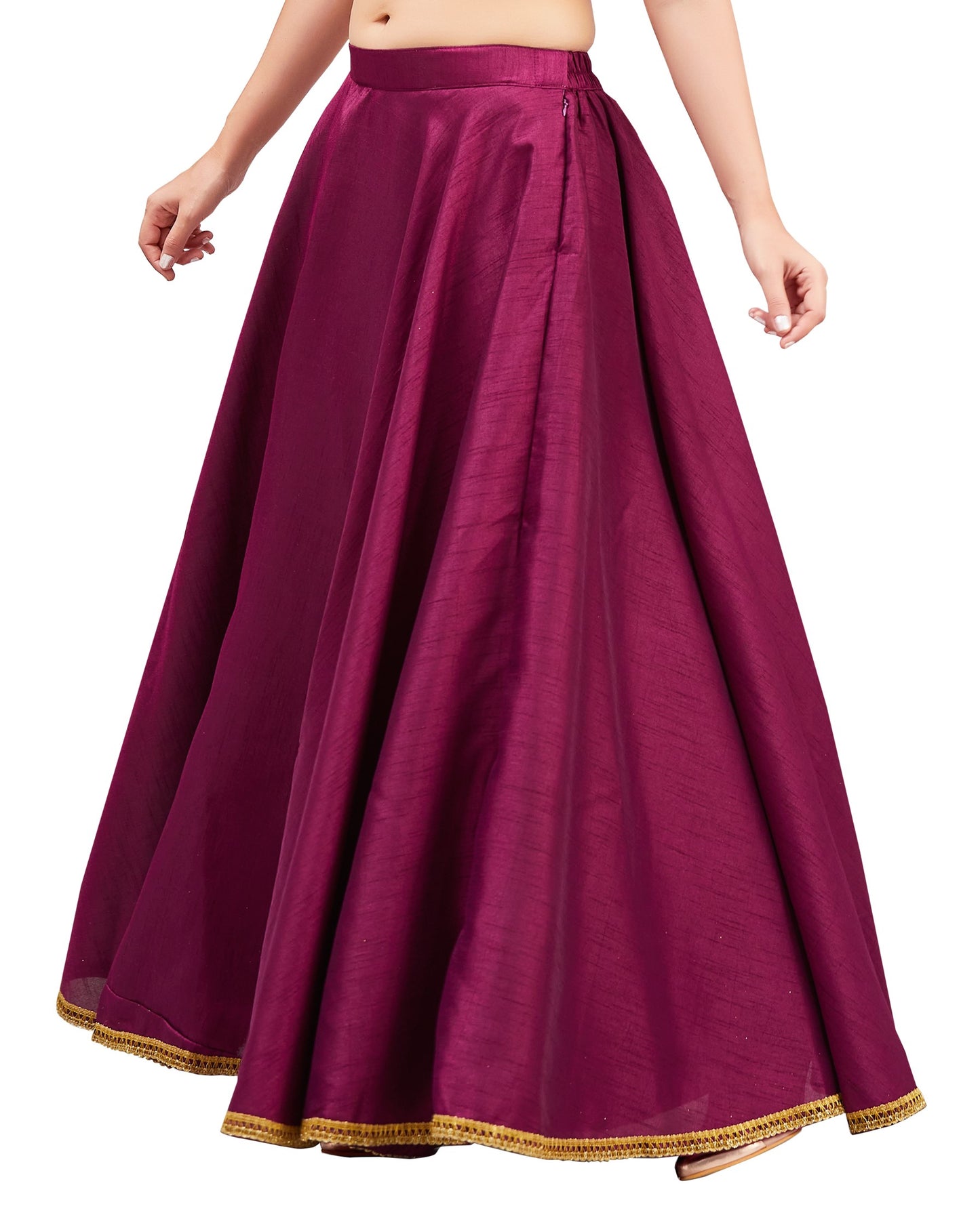Women's Wine Raw Silk Skirt (Design 2680)