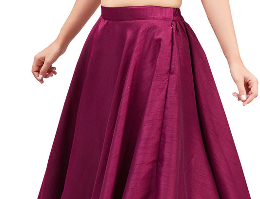 Women's Wine Raw Silk Skirt (Design 2680)