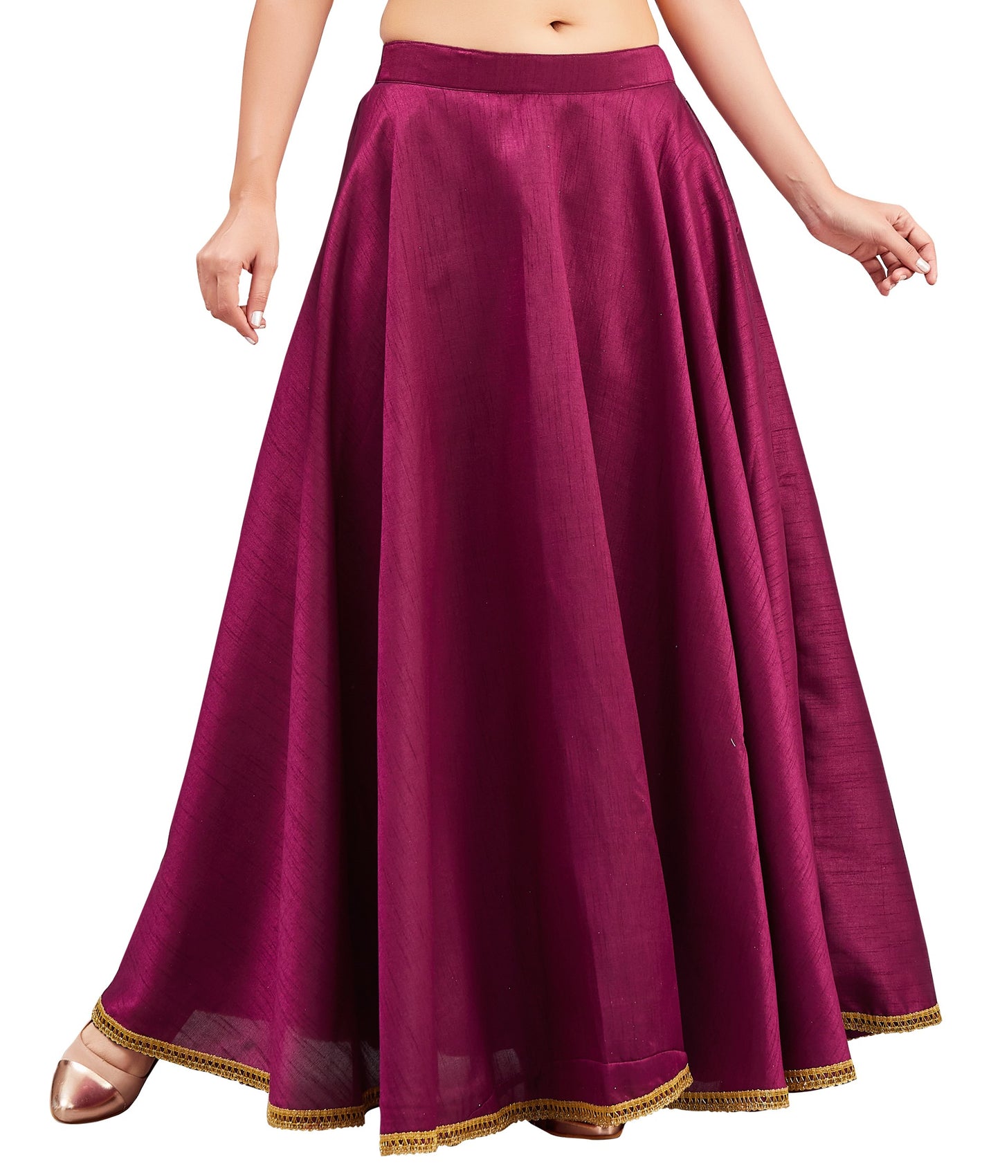 Women's Wine Raw Silk Skirt (Design 2680)