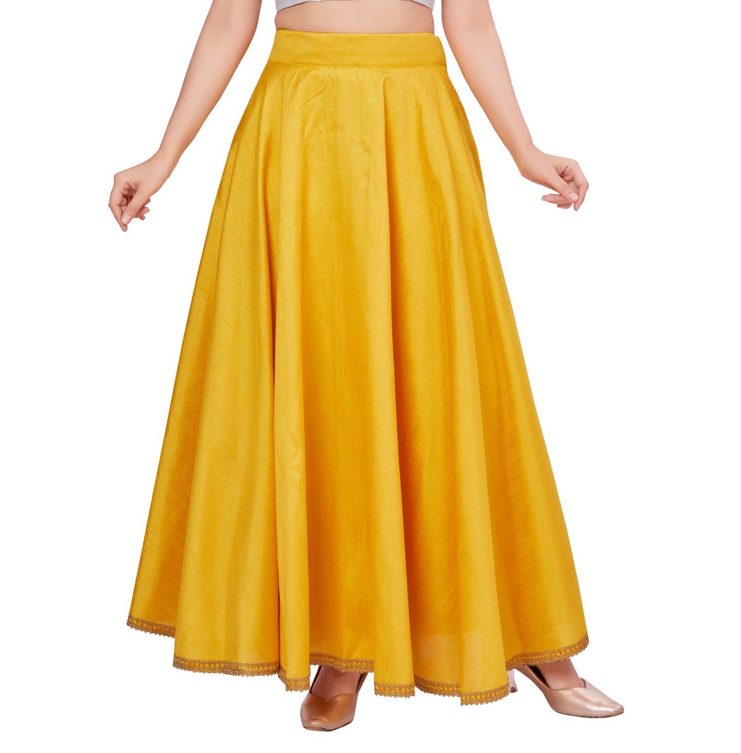 Women's Yellow Raw Silk Skirt (Design 2680)