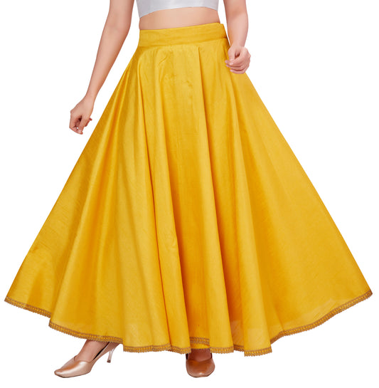 Women's Yellow Raw Silk Skirt (Design 2680)