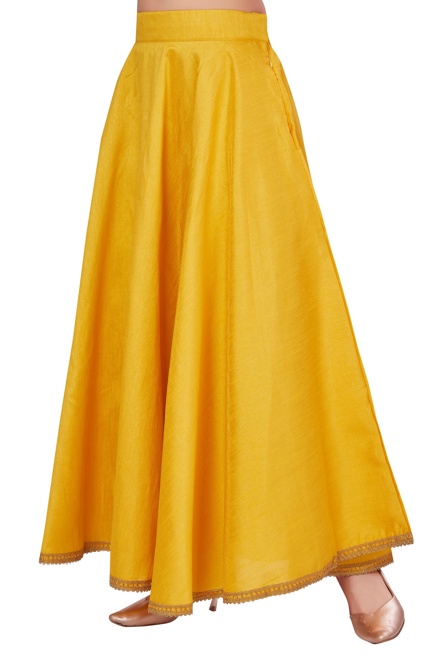 Women's Yellow Raw Silk Skirt (Design 2680)