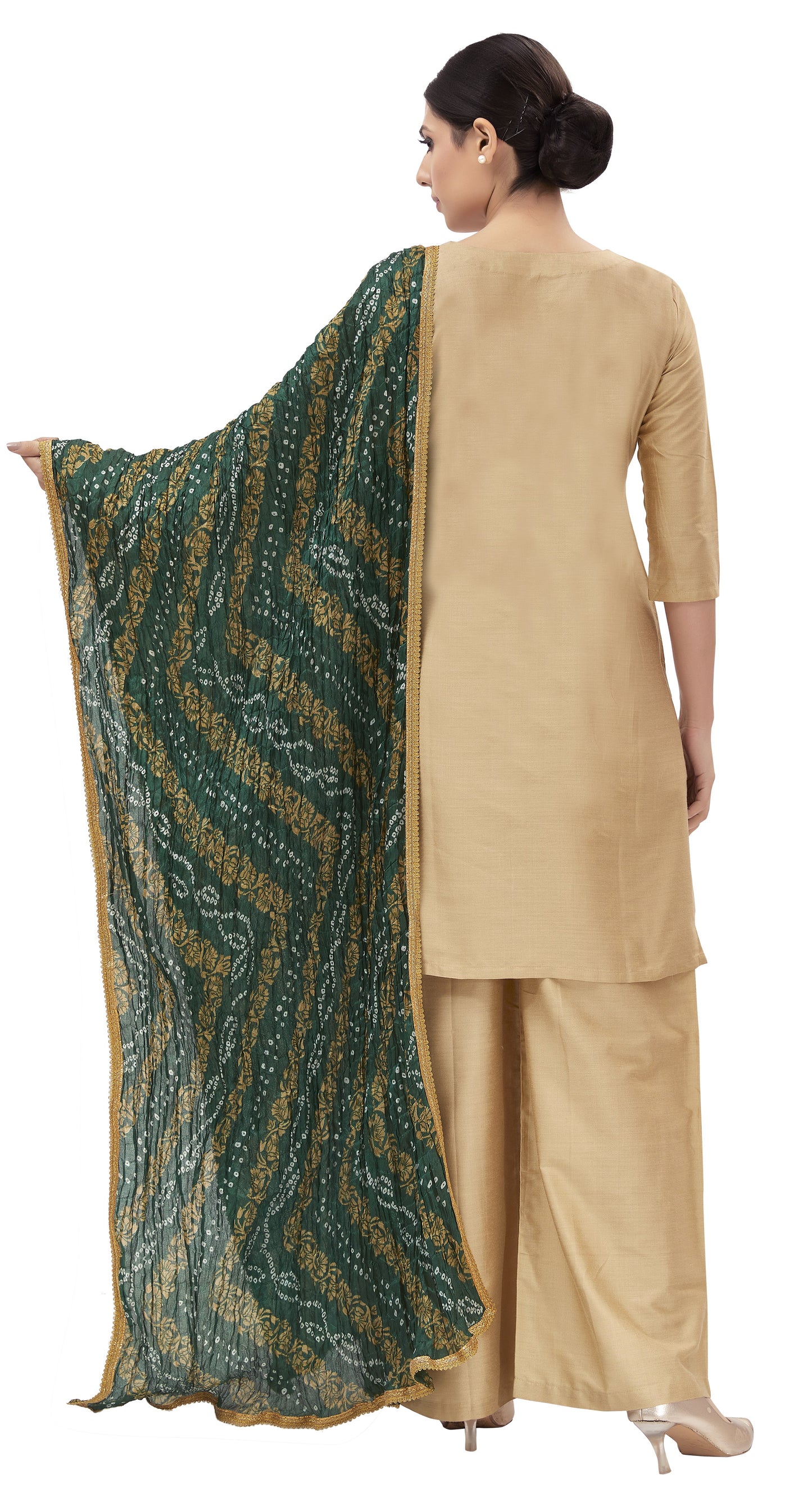 Women's Green Vegan Silk Dupatta (Design 2682)