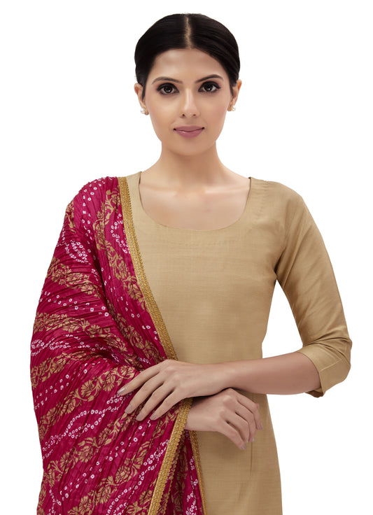 Women's Pink Vegan Silk Dupatta (Design 2682)