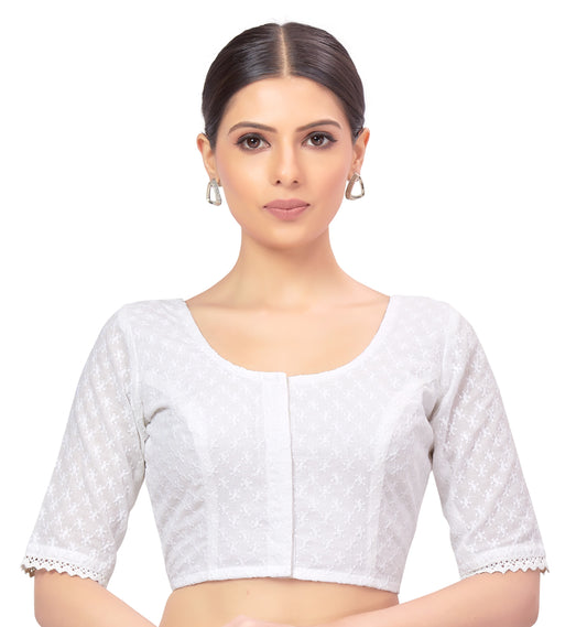 Women's White Cotton Blouse (Design 2691)