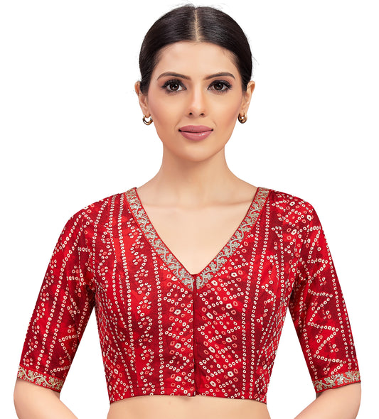 Women's Red Polyster Crepe Blouse (Design 2703)