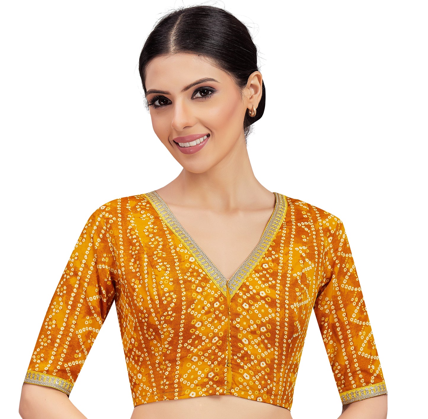 Women's Yellow Polyster Crepe Blouse (Design 2703)