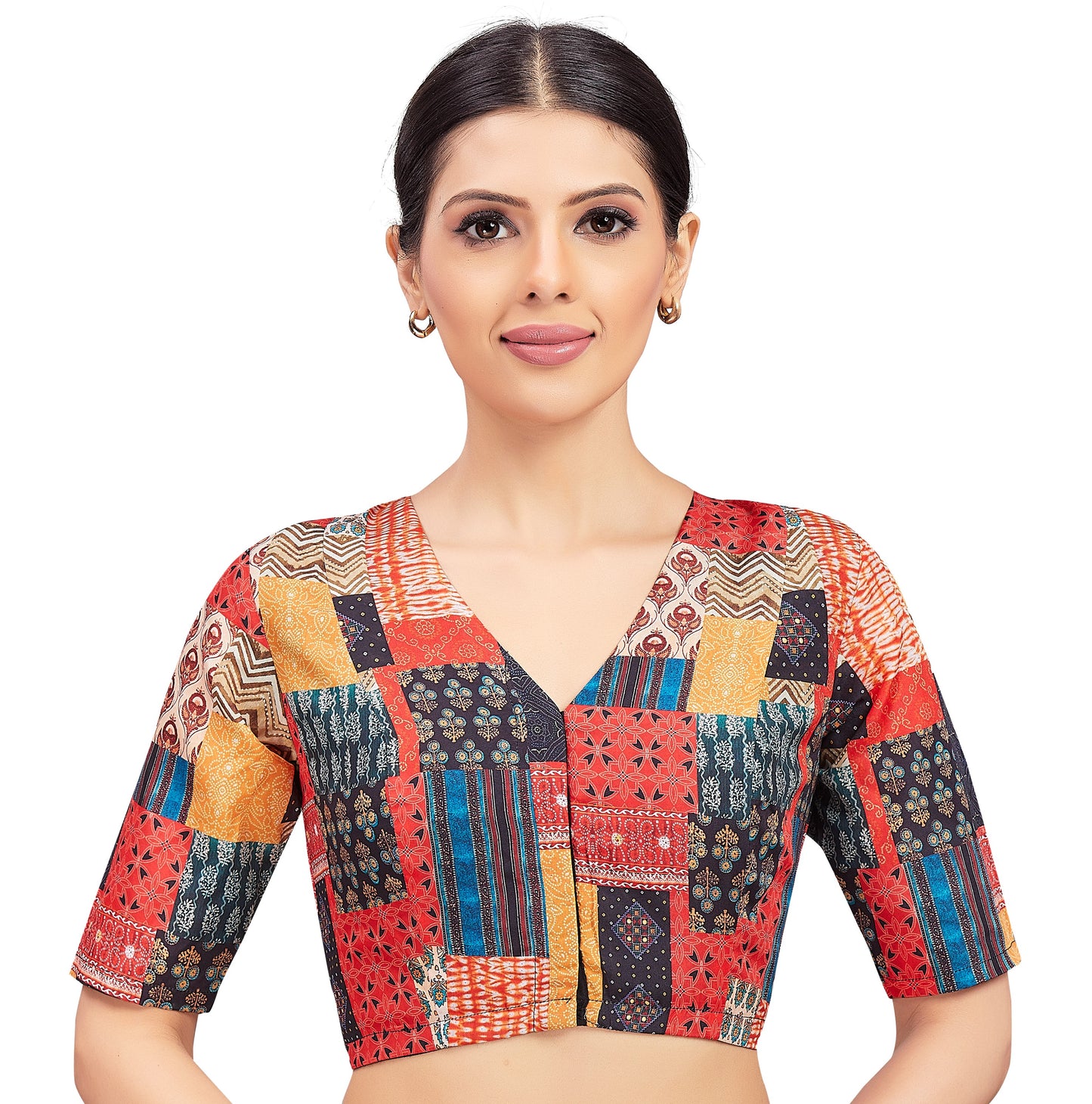 Women's Multi Coloured Cotton Silk Blouse (Design 2710)