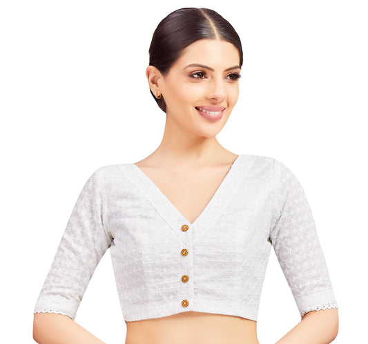 Women's White Cotton Blouse (Design 2716)