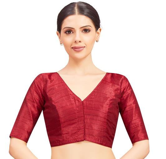 Women's Maroon Raw silk Blouse (Design 2721)