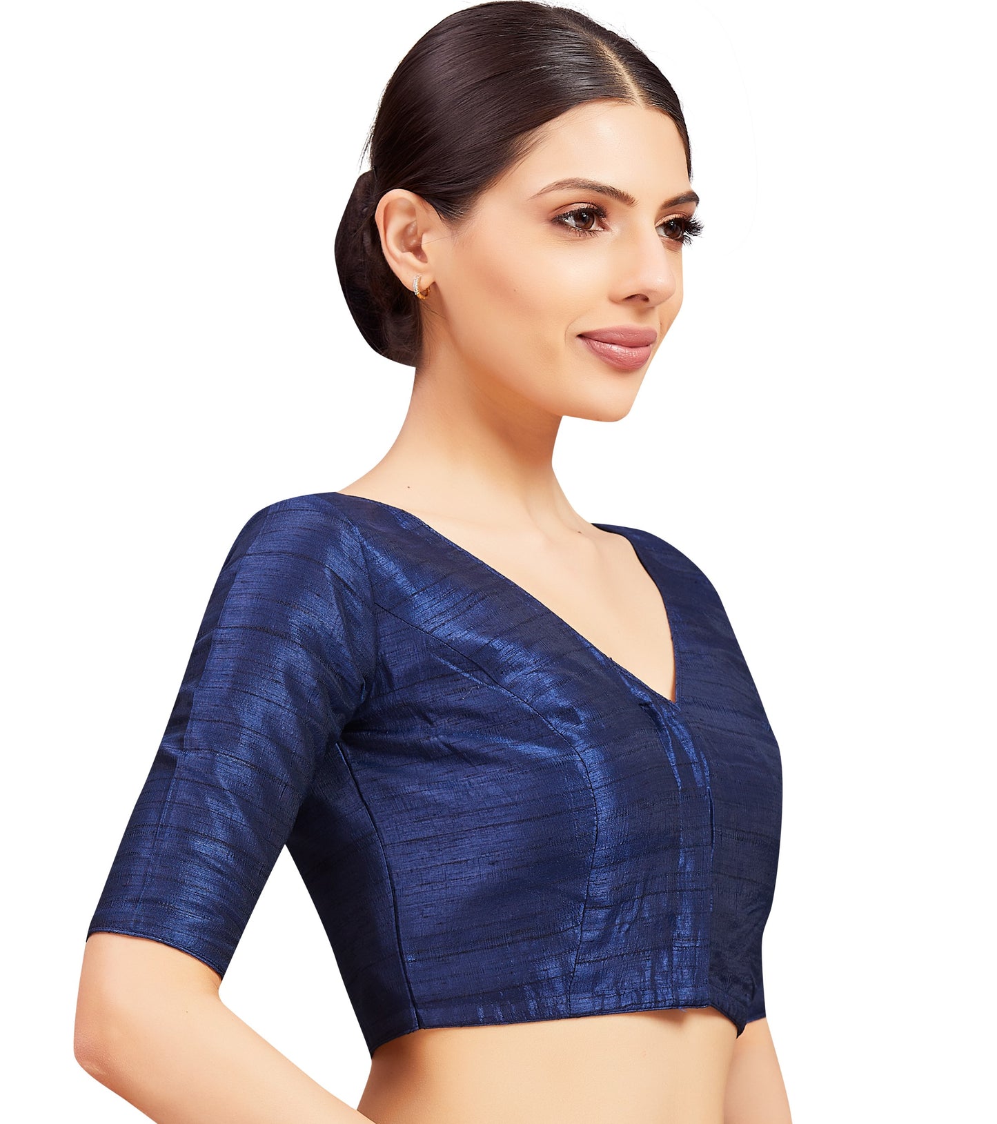 Women's Navy Blue Raw silk Blouse (Design 2721)