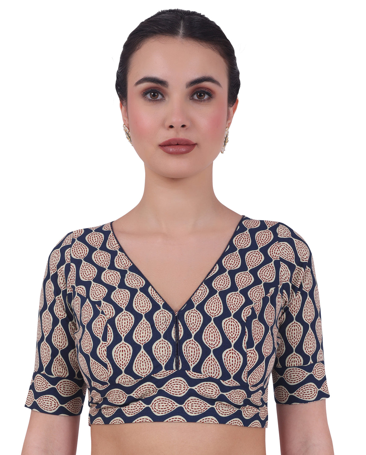 Studio Shringaar Women's Navy Blue Readymade Blouse (Design 2730)