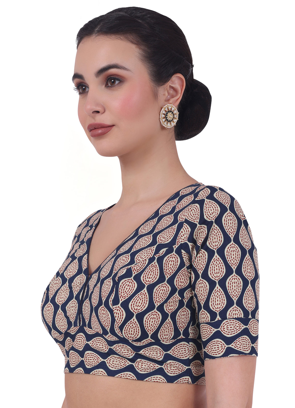 Studio Shringaar Women's Navy Blue Readymade Blouse (Design 2730)