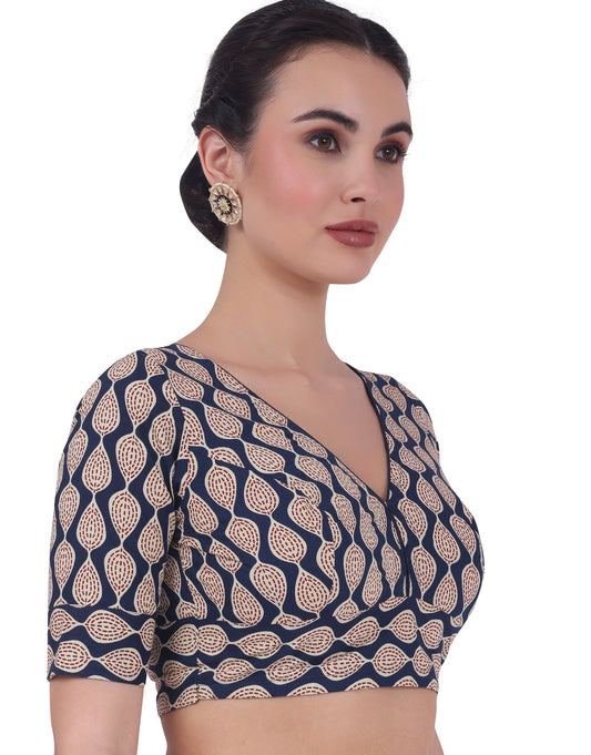 Studio Shringaar Women's Navy Blue Readymade Blouse (Design 2730)