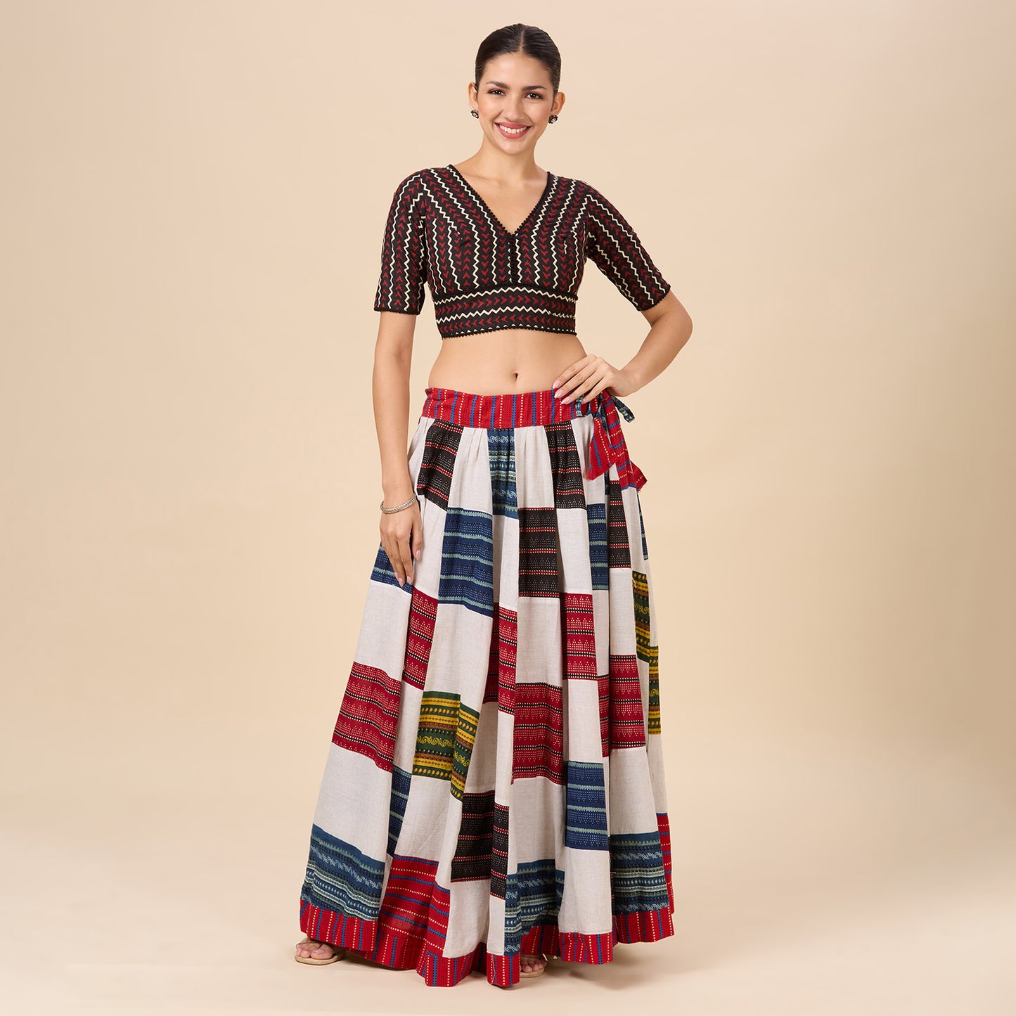 Women's Readymsde Black & Marron Printed Cotton Saree Blouse (Design 2731)