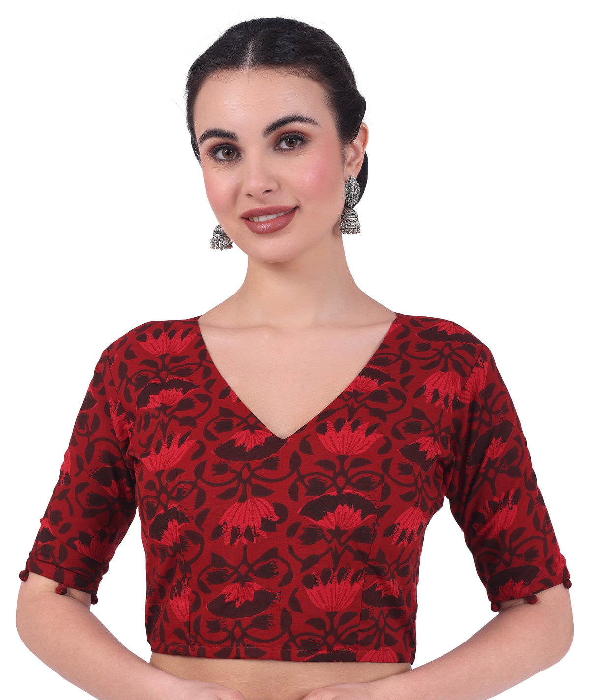 Studio Shringaar Women's Red Readymade Blouse (Design 2734)