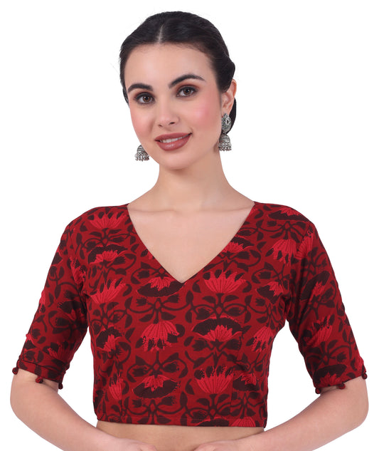 Studio Shringaar Women's Red Readymade Blouse (Design 2734)
