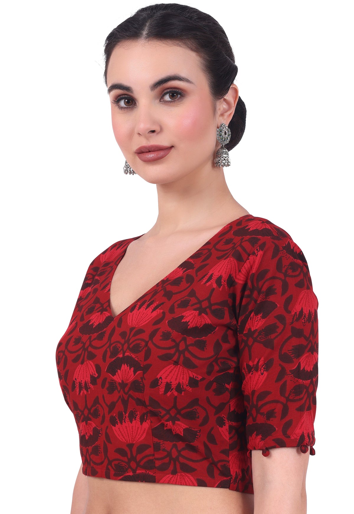 Studio Shringaar Women's Red Readymade Blouse (Design 2734)