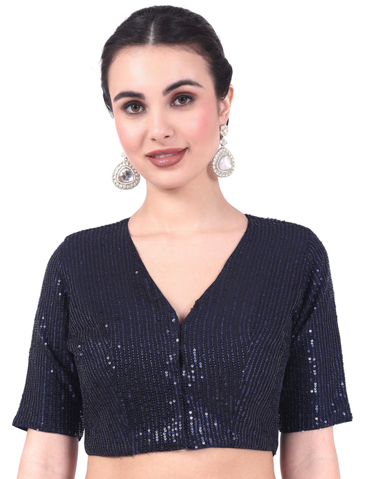 Studio Shringaar Women's Navy Blue Blouse (Design 2736)