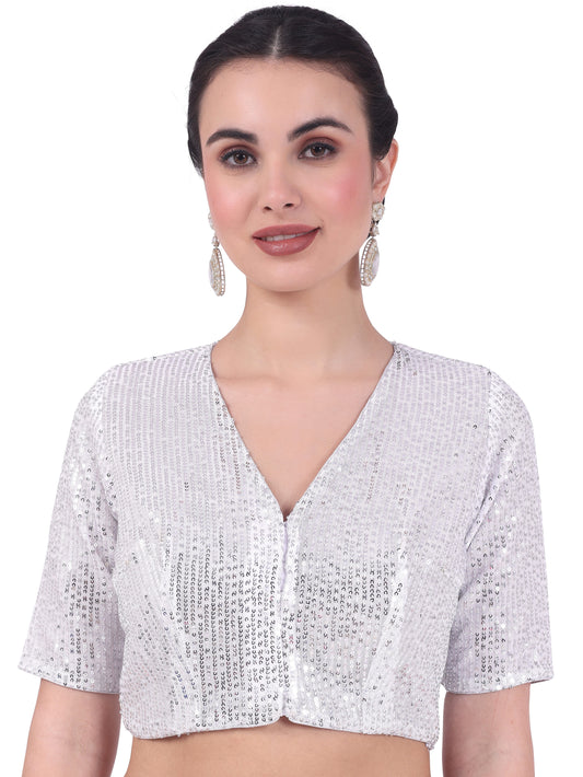 Studio Shringaar Women's Silver Blouse (Design 2736)