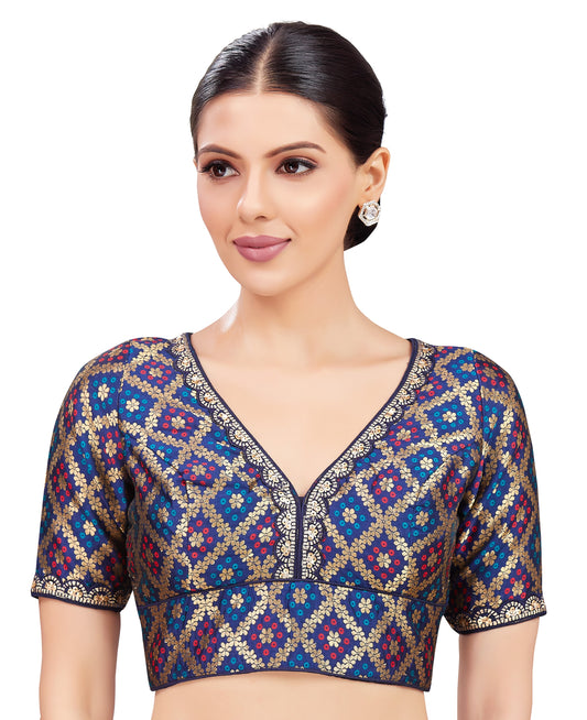 Studio Shringaar Women's Navy Blue Blouse (Design 2740)