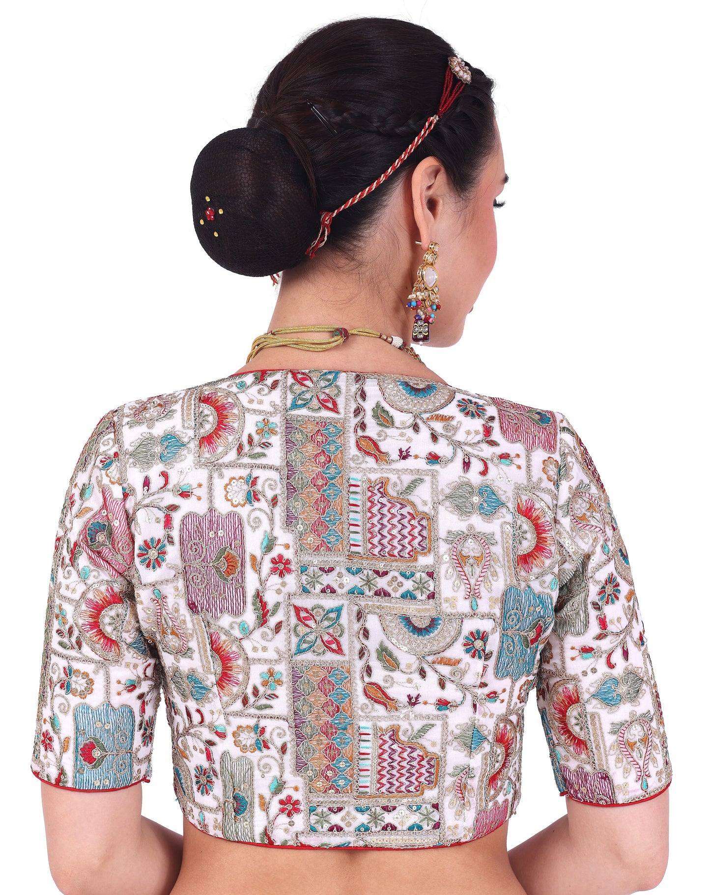Women's Multicolor Embroidered Wedding Padded Saree Blouse (Design 2748)