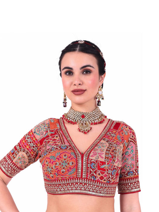 Gulabo - Women's Red Embroidered Viscose Blouse (Design 2750)