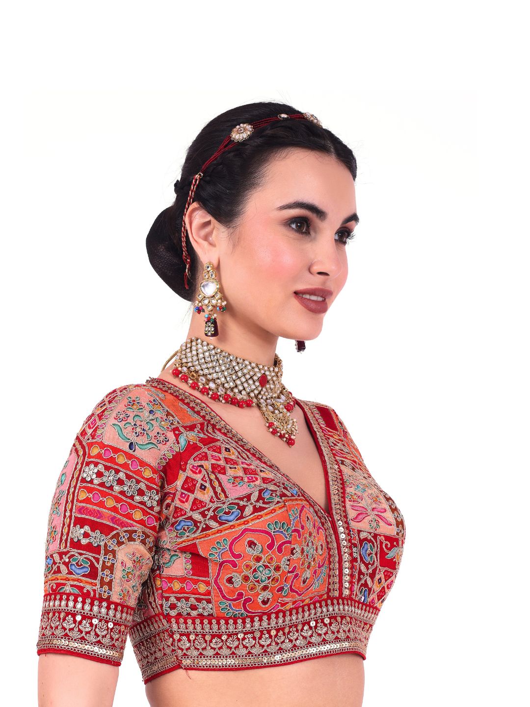 Gulabo - Women's Red Embroidered Viscose Blouse (Design 2750)