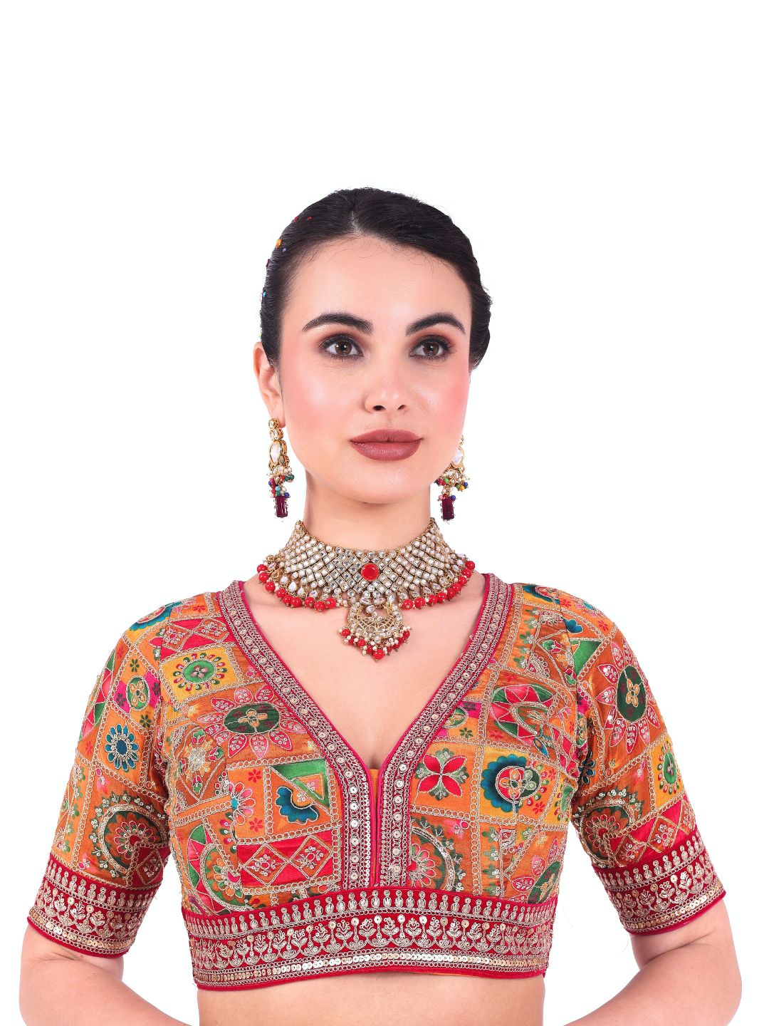 Nargis - Women's Yellow Embroidered Viscose Blouse (Design 2753)