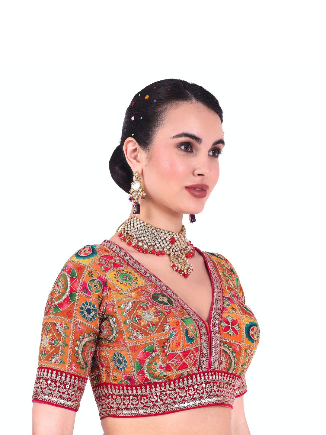 Nargis - Women's Yellow Embroidered Viscose Blouse (Design 2753)