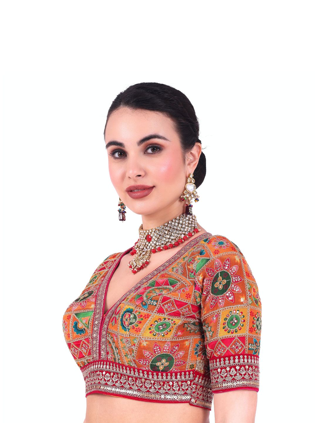 Nargis - Women's Yellow Embroidered Viscose Blouse (Design 2753)