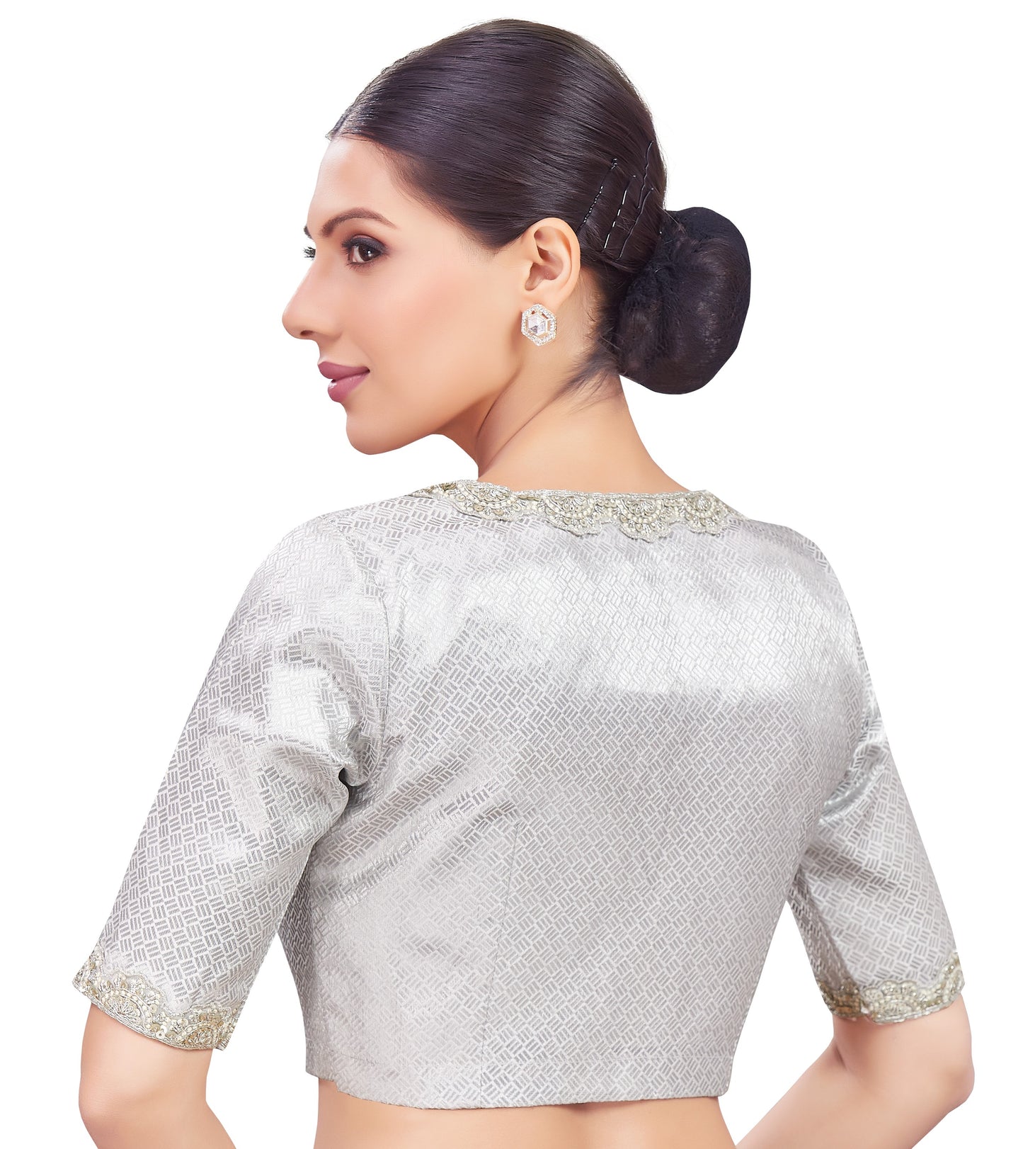 Studio Shringaar Women's Silver Blouse (Design 2754)