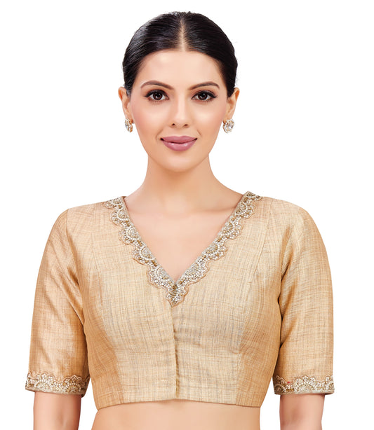 Studio Shringaar Women's Gold Blouse (Design 2760)